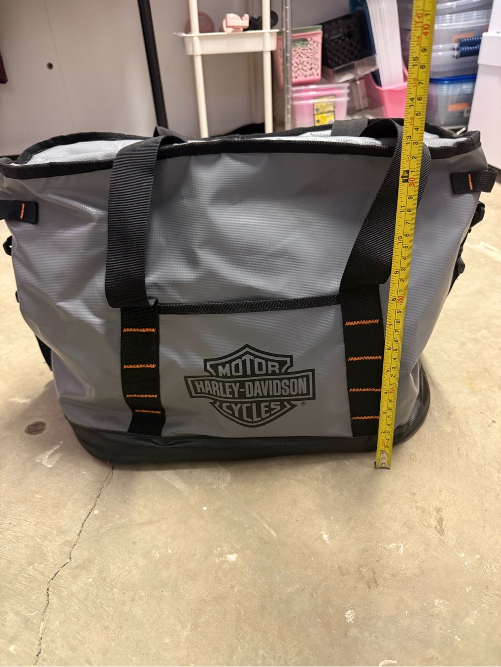 Harley-Davidson Gray and Black Cooler Bag with Orange Stitching